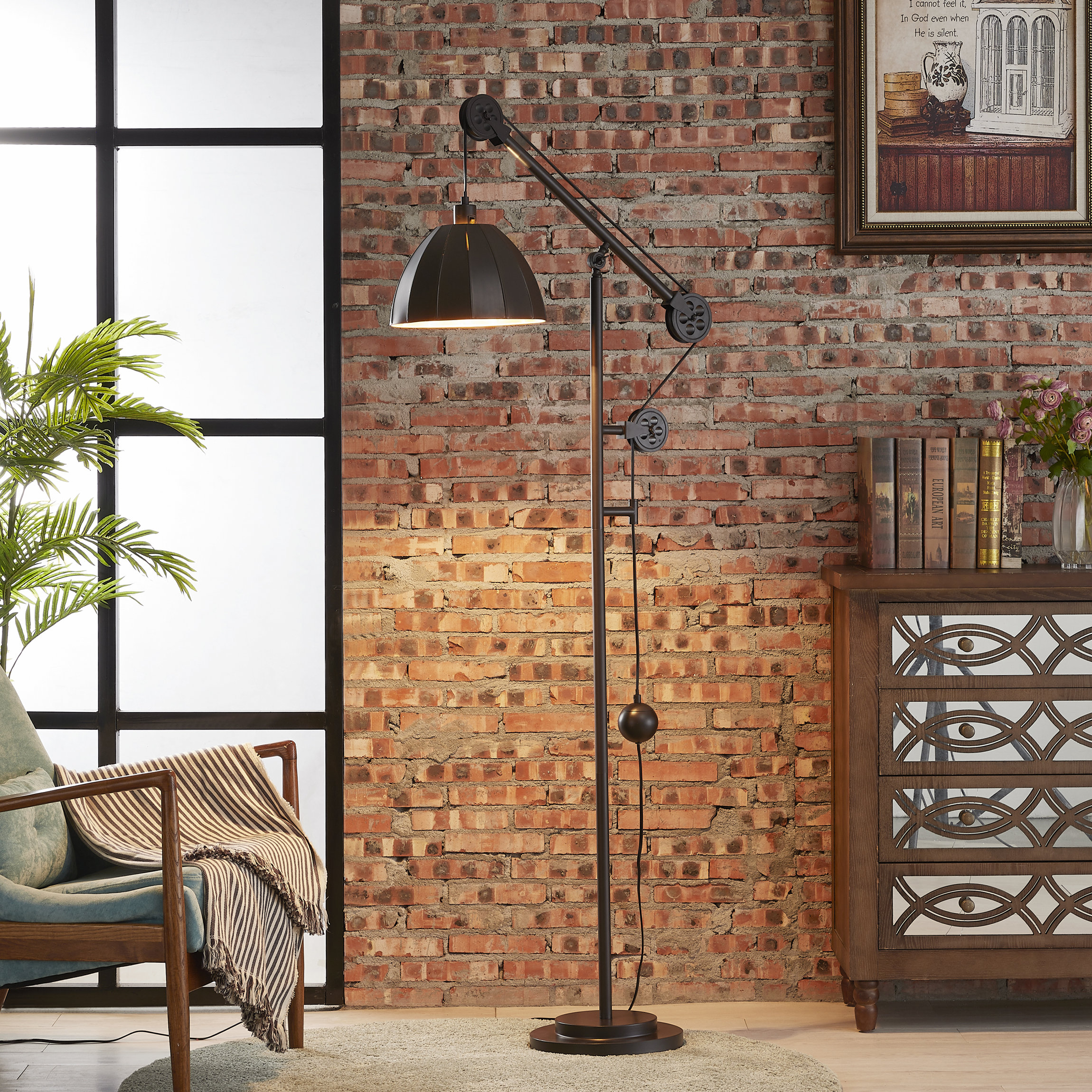 WOXXX Industrial Floor Lamp for Living Room, Black Tree Floor Lamp with 3 Elegant Glass Lamp Head G9 LED Bulbs Included, Tall Vintage Pole Light Stand WOXXX Industrial Floor Lamp Modern Rustic Task Floor Lamp in gold